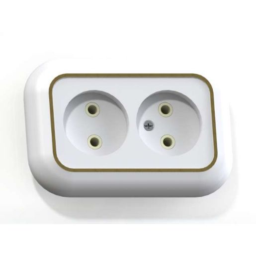 Изображение Розетка 2-м СП Валентина РС10-393 10А IP20 бел./зол. Кунцево 5450