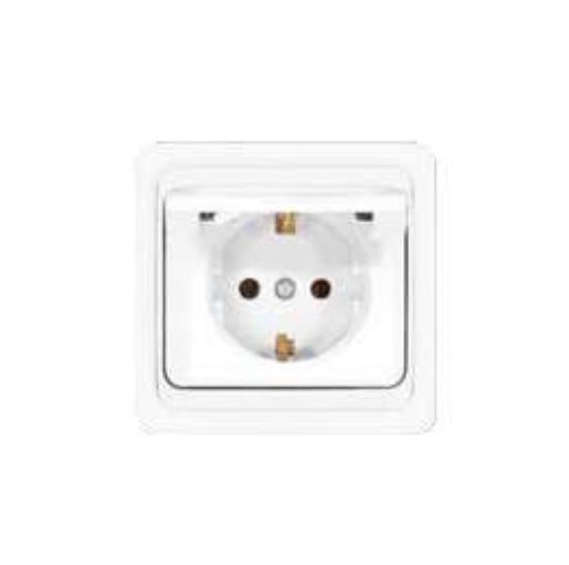 Изображение Розетка 1-м СП Валери 16А IP20 с заземл. с крышкой бел. UNIVersal В0029
