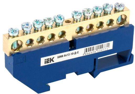 Изображение Шина нулевая на DIN-изол. ШНИ-8х12-10-Д-С IEK YNN10-812-10D-K07