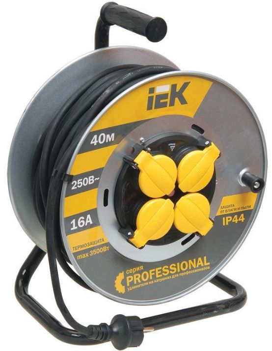 Изображение Удлинитель на метал. катушке 4х40м с заземл. 16А IP44 Professional УК40 КГ 3х1.5 термозащита IEK WKP16-16-04-40-44