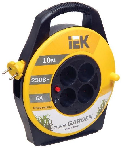 Изображение Удлинитель на катушке 4х10м без заземл. 6А IP20 Garden УК10 2х0.75 термозащита IEK WKP23-06-04-10