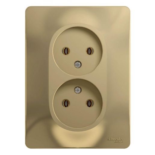 Изображение Розетка 2-м СП Glossa 16А IP20 без заземл. в сборе титан SE GSL000420