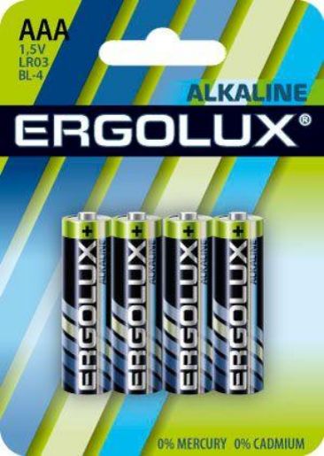 Изображение Элемент питания алкалиновый AAA/LR03 1.5В Alkaline BL-4 (блист.4шт) Ergolux 11744