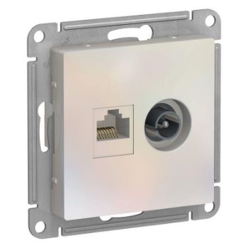 Изображение Розетка компьютерная + телевизионная 2-м AtlasDesign RJ45 кат.5E + TV механизм жемчуж. SE ATN000489