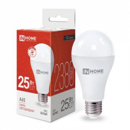 Изображение Лампа светодиодная LED-A65-VC 25Вт грушевидная 4000К нейтр. бел. E27 2380лм 230В IN HOME 4690612024080