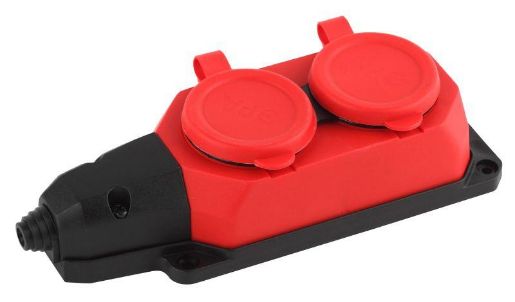 Изображение Колодка удлинителя 2-м с заземл. 16А IP44 K-2e-RED-IP44 каучук красн. Эра Б0044551