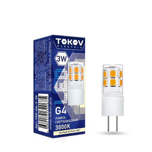 Изображение Лампа светодиодная 3Вт Capsule 3000К G4 220-240В TOKOV ELECTRIC TKE-G4-3-3K