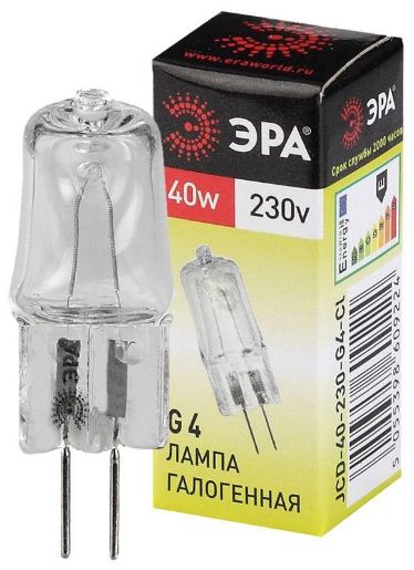 Изображение Лампа галогенная G4-JCD-40W-230V-Cl 40Вт G4 230В Эра C0039280