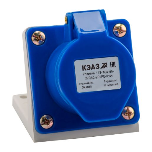Изображение Розетка 123 32А 220В AC 2P+PE 6ч для монтажа на поверхность IP44 КЭАЗ 222747