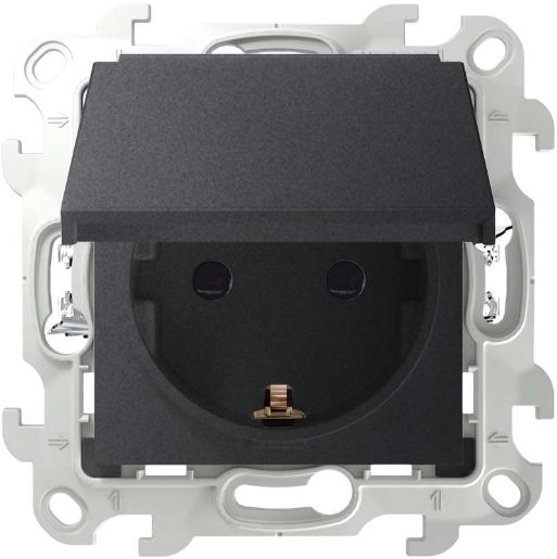 Изображение Розетка 1-м СП Simon24 Push&Go 16А IP44 2P+E механизм графит Simon 2420448-038