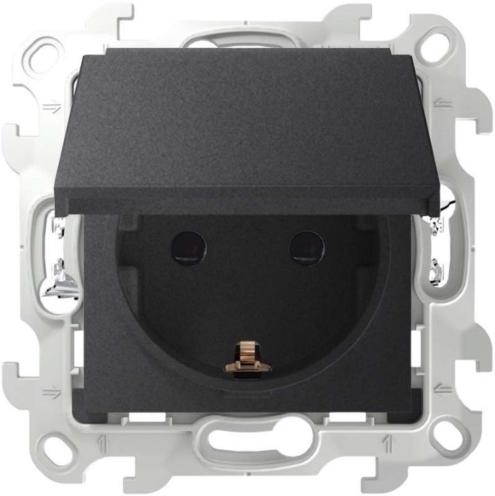 Изображение Розетка 1-м СП Simon24 Push&Go 16А IP44 2P+E механизм графит Simon 2420448-038