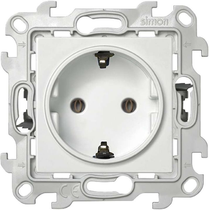Изображение Розетка 1-м СП Simon24 Push&Go 16А IP20 2P+E без защ. шторок механизм бел. Simon 2420434-030