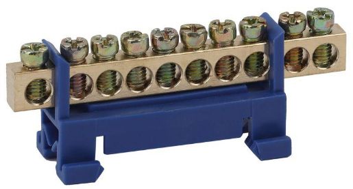 Изображение Шина N "ноль" в изоляторе типа стойка ШНИ 6х9-10-Д син. NO-222-77-1 ЭРА Б0044125