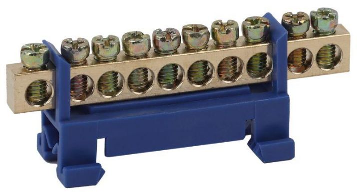 Изображение Шина N "ноль" в изоляторе типа стойка ШНИ 6х9-10-Д син. NO-222-77-1 ЭРА Б0044125