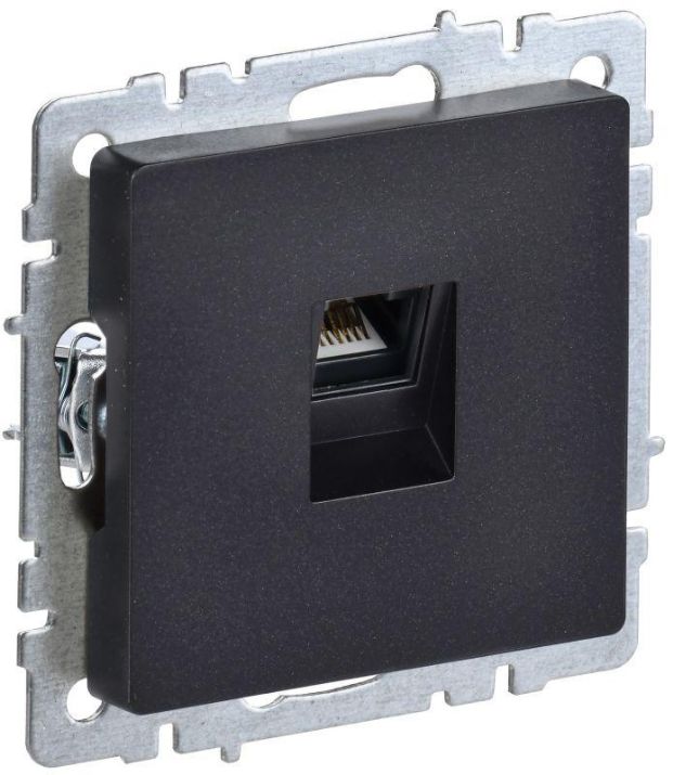 Изображение Розетка компьютерная СП RJ45 кат.5E BRITE РК10-БрЧ черн. IEK BR-K10-1-K02