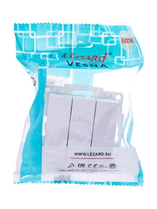 Изображение Выключатель 3-кл. СП Vesna механизм бел. LEZARD 742-0288-109