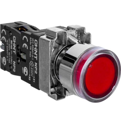 Изображение Кнопка управления NP2-BW3461 1НО красн. AC/DC 230В(LED) IP40 (R) CHINT 574080
