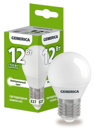 Изображение Лампа светодиодная G45 12Вт шар 4000К E27 230В GENERICA LL-G45-12-230-40-E27-G