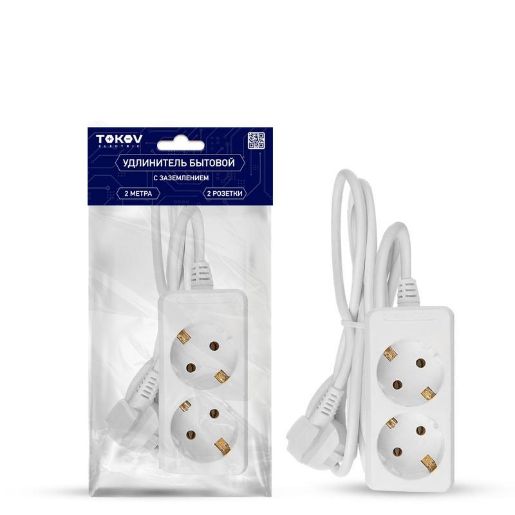 Изображение Удлинитель 2х2м с заземл. 16А 3х1 TOKOV ELECTRIC TKE-C01-BU2-2-1-Z