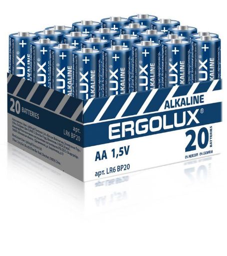 Изображение Элемент питания алкалиновый AA/LR6 1.5В Alkaline BP-20 ПРОМО (уп.20шт) Ergolux 14675
