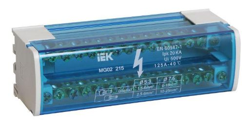 Изображение Шина на DIN-рейку в корпусе (кросс-модуль) ШНК 2х15 L+PEN IEK YND10-2-15-125