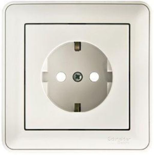 Изображение Розетка 1-м СП W59 16А IP20 с заземл. защ. шторки в сборе бел. SE RS16-152-18