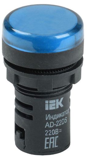 Изображение Лампа светосигнальная AD22DS d22мм 230В AC син. IEK BLS10-ADDS-230-K07