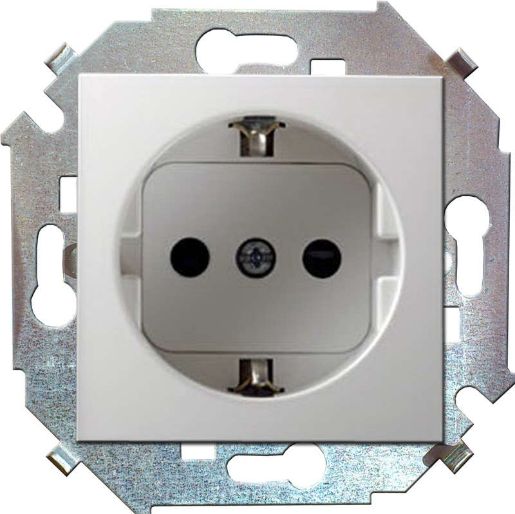Изображение Розетка 1-м СП Simon15 16А IP20 250В с заземл. Schuko защ. шторки винт. клеммы механизм бел. Simon 1591443-030