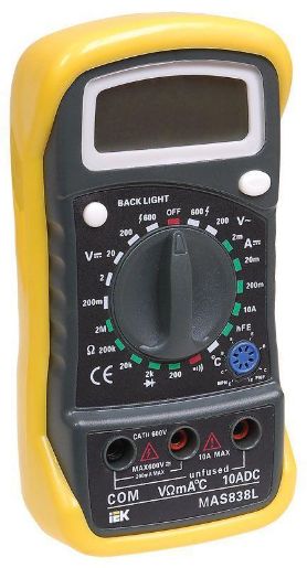 Изображение Мультиметр цифровой Master MAS838L IEK TMD-3L-838