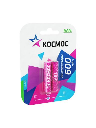 Изображение Аккумулятор R03 Ni-MH 600мА.ч (блист.2шт) КОСМОС KOCR03NIMH(600MAH)