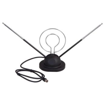 Изображение Антенна ТВ комнатная RX-105 телескопич. на подставке с кольцом VHF; UHF 47-860 MHz REXANT 34-0105