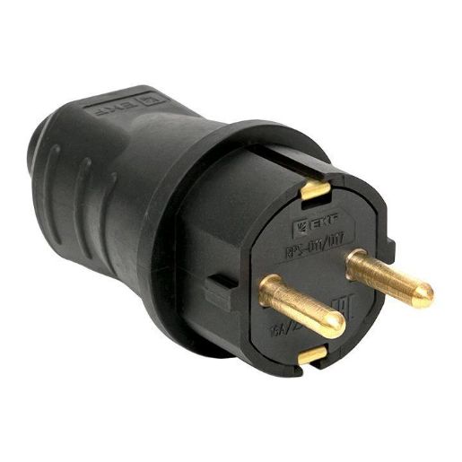 Изображение Вилка прямая 16А 2P+PE 230В IP44 каучук EKF RPS-011-16-230-44