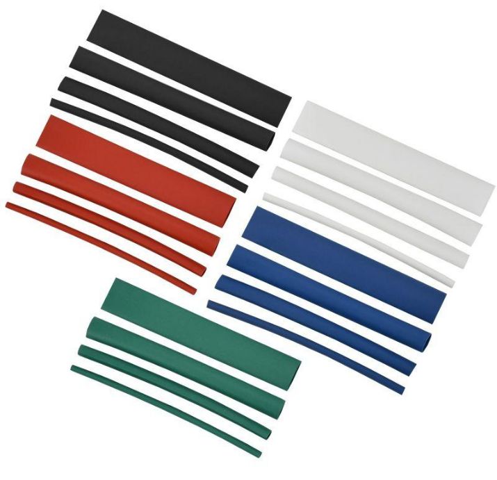 Изображение Набор трубок термоусадочных тонкостен. ТТУ 2/1; 4/2; 6/3; 8/4 (З; С; К; Ч) 20х8см разноцвет. IEK UDRS-D2-D8-10-3