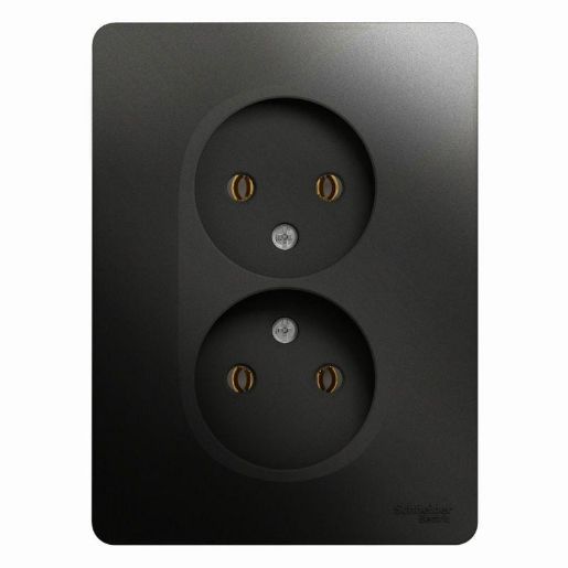 Изображение Розетка 2-м СП Glossa 16А IP20 без заземл. в сборе антрацит SE GSL000720