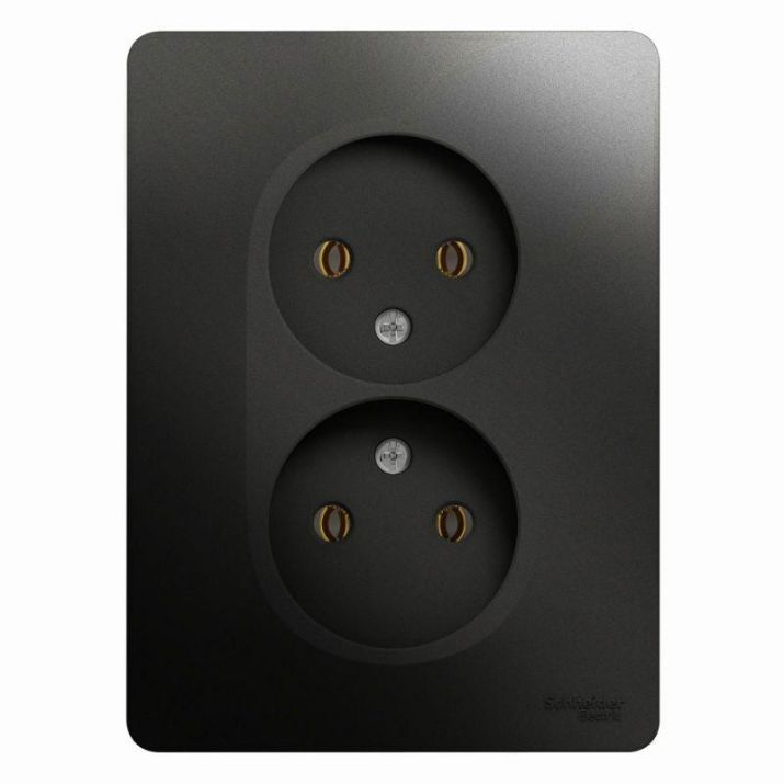 Изображение Розетка 2-м СП Glossa 16А IP20 без заземл. в сборе антрацит SE GSL000720
