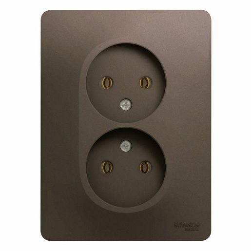 Изображение Розетка 2-м СП Glossa 16А IP20 250В без заземл. шоколад SE GSL000820