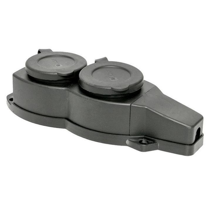 Изображение Розетка 2-м 16А IP44 2P+PE 230В с защ. крышками каучук Basic EKF RPS-018-16-230-44