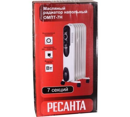 Изображение Радиатор масляный 7 секц. 1500Вт ОМПТ- 7Н Ресанта 67/3/3