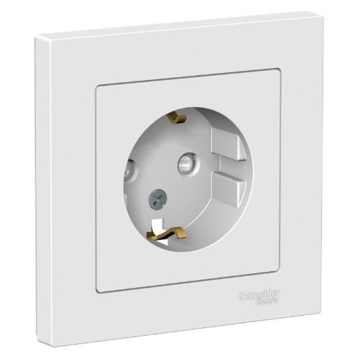 Изображение Розетка 1-м СП AtlasDesign 16А IP20 с заземл. защ. шторки в сборе бел. SE ATN000144