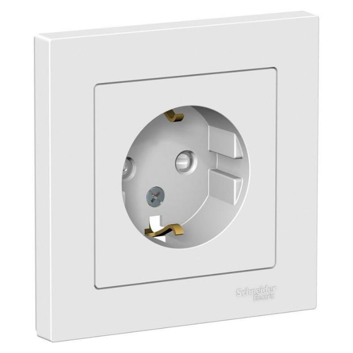 Изображение Розетка 1-м СП AtlasDesign 16А IP20 с заземл. защ. шторки в сборе бел. SE ATN000144