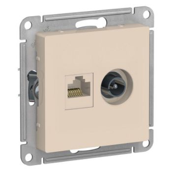 Изображение Розетка компьютерная + телевизионная 2-м AtlasDesign RJ45 кат.5E + TV механизм беж. SE ATN000289