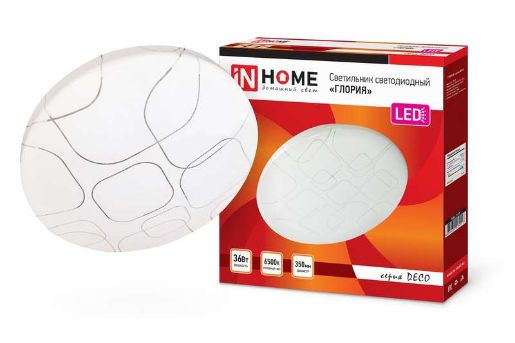 Изображение Светильник светодиодный DECO ГЛОРИЯ 36Вт 230В 6500К 2340лм 350мм IN HOME 4690612025117