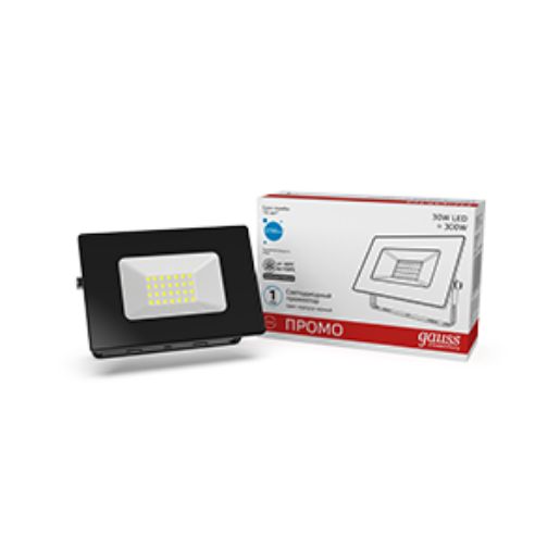 Изображение Прожектор светодиодный Elementary 30Вт 6500К 2700лм IP65 200-240В PROMO черн. Gauss 613100330P