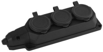 Изображение Колодка удлинителя 3-м с заземл. 16А IP44 K-3e-B-IP44 каучук черн. Эра Б0044545