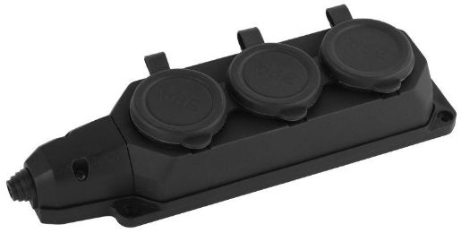 Изображение Колодка удлинителя 3-м с заземл. 16А IP44 K-3e-B-IP44 каучук черн. Эра Б0044545