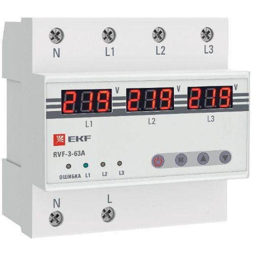 Изображение Реле выбора фаз с дисплеем RVF-3-63А PROxima EKF RVF-3-63a
