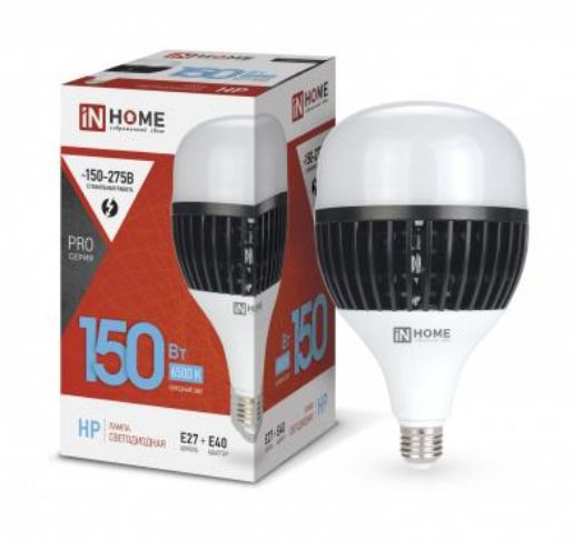 Изображение Лампа светодиодная LED-HP-PRO 150Вт грушевидная 6500К холод. бел. E27 14250лм 150-275В с адаптером E40 бел. IN HOME 4690612035703