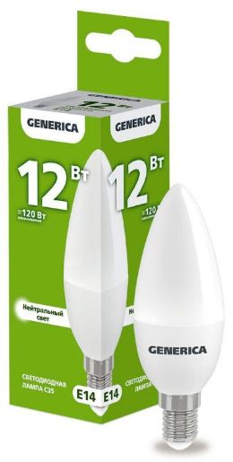 Изображение Лампа светодиодная C35 12Вт свеча 4000К E14 230В GENERICA LL-C35-12-230-40-E14-G