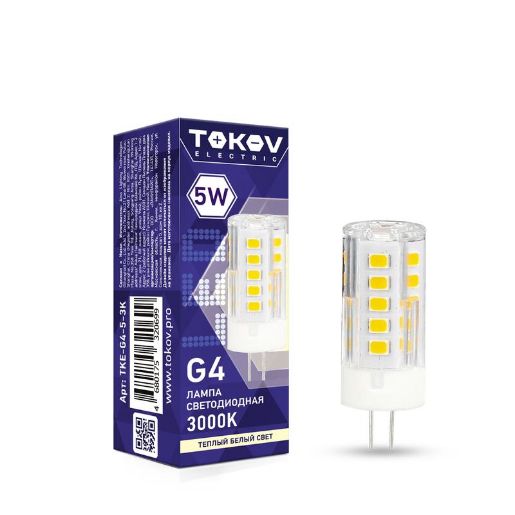 Изображение Лампа светодиодная 5Вт Capsule 3000К G4 220-240В TOKOV ELECTRIC TKE-G4-5-3K