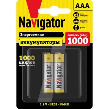 Изображение Аккумулятор AAA/HR03 94 462 NHR-1000-HR03-BP2 (блист.2шт) Navigator 94462